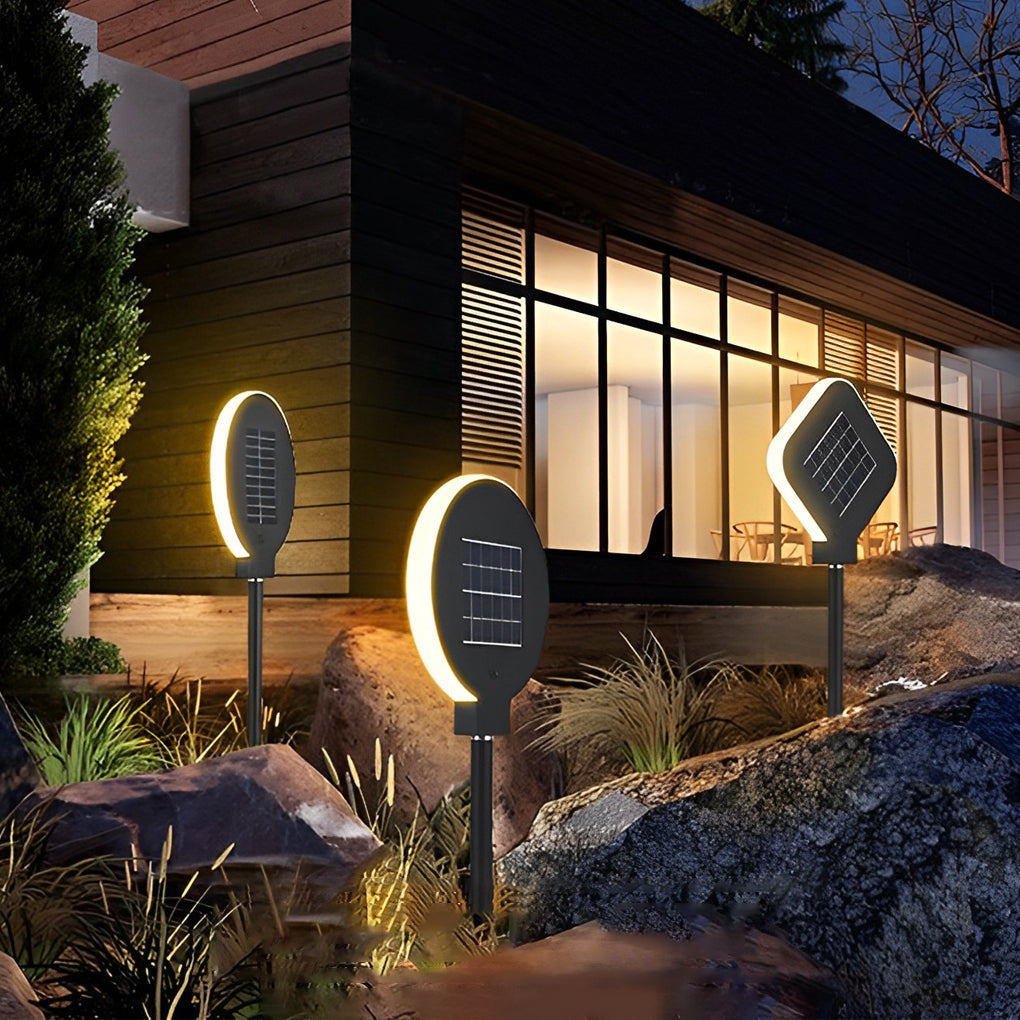 Circular Geometric Shape Solar Lawn Light Ha077950