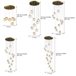 Spiral Pineapple Multi Glass Ball Staircase Chandelier Led Globes Hanging Ceiling Lights Suspension Lamp Drop Lights For Stairs