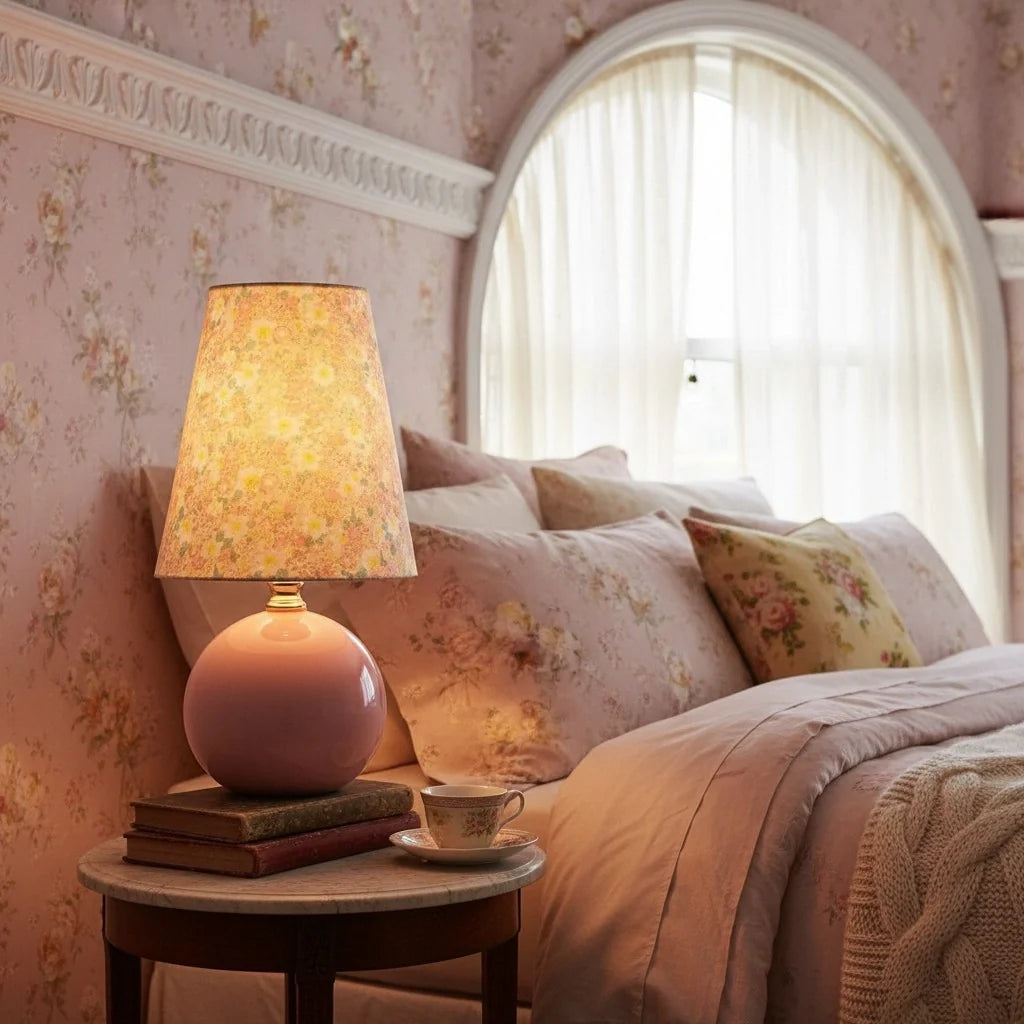 retro-floral-ceramic-and-fabric-table-light