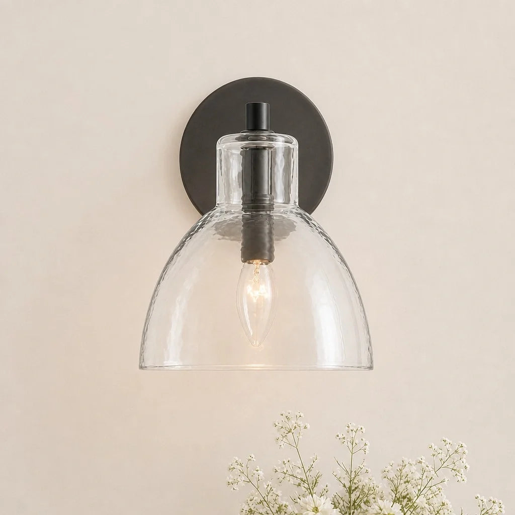 antique-brass-recycled-glass-wall-sconce-indoor-for-bathroom