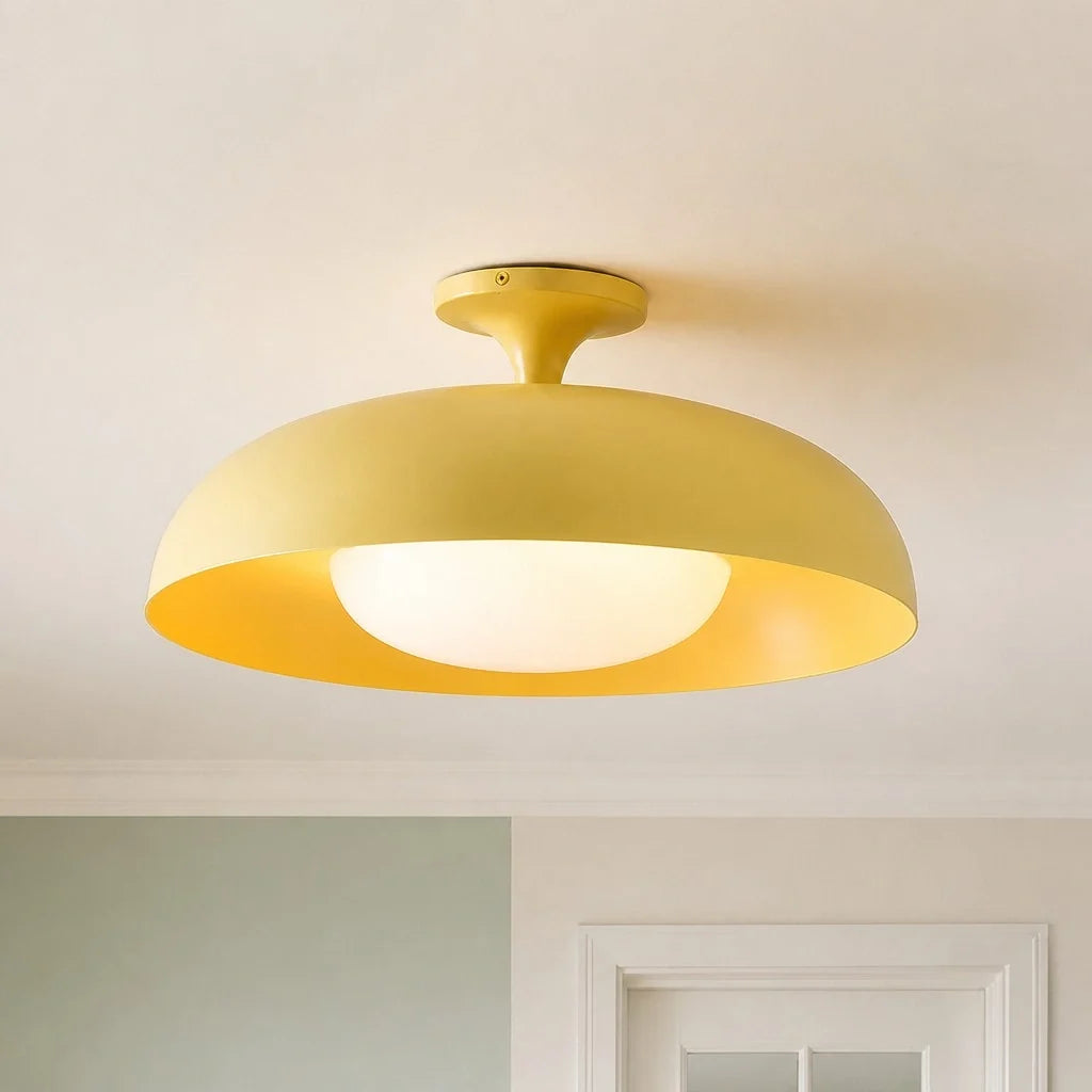 modern-yellow-metal-round-ceiling-light