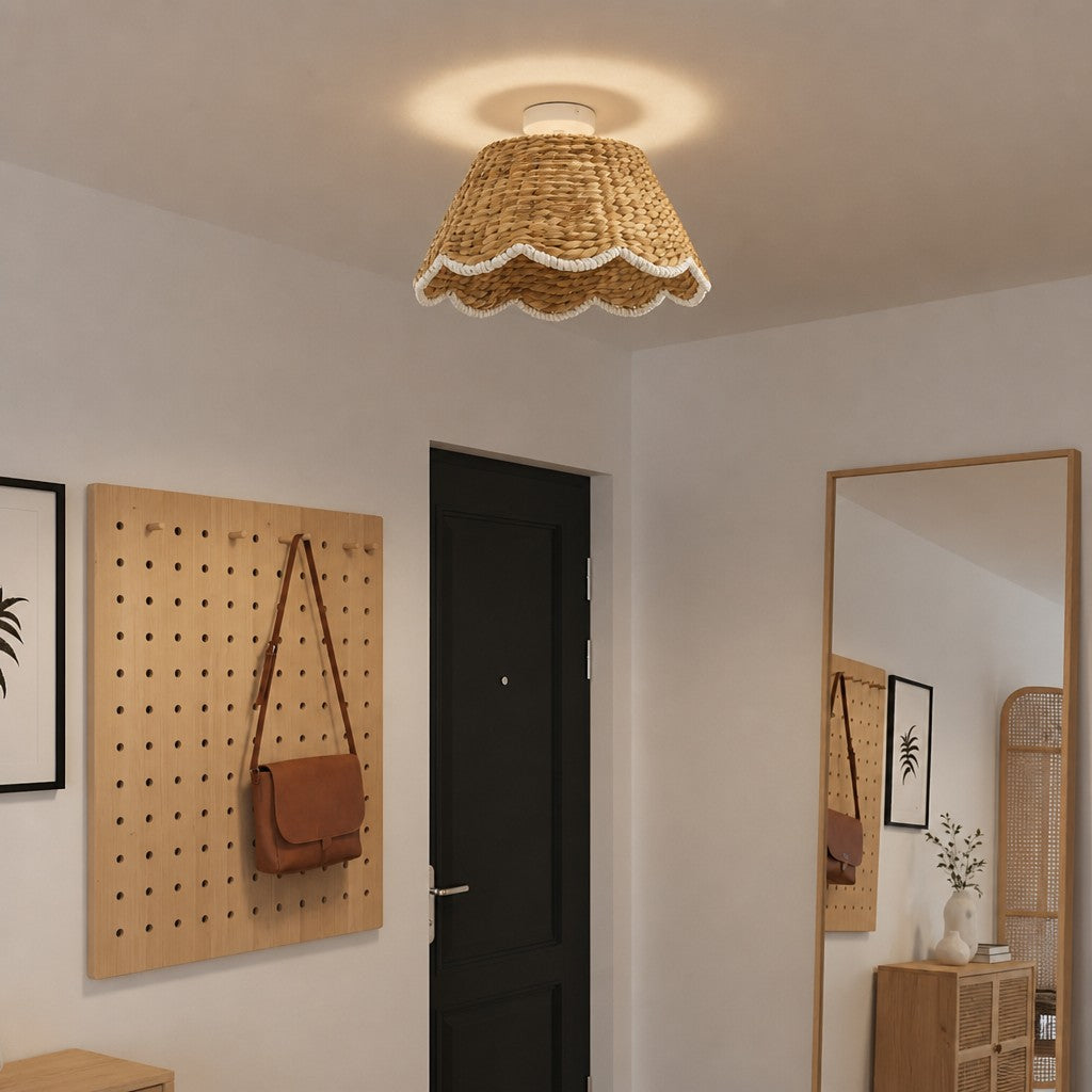 bohemian-style-scallop-rattan-flush-mount-ceiling-light