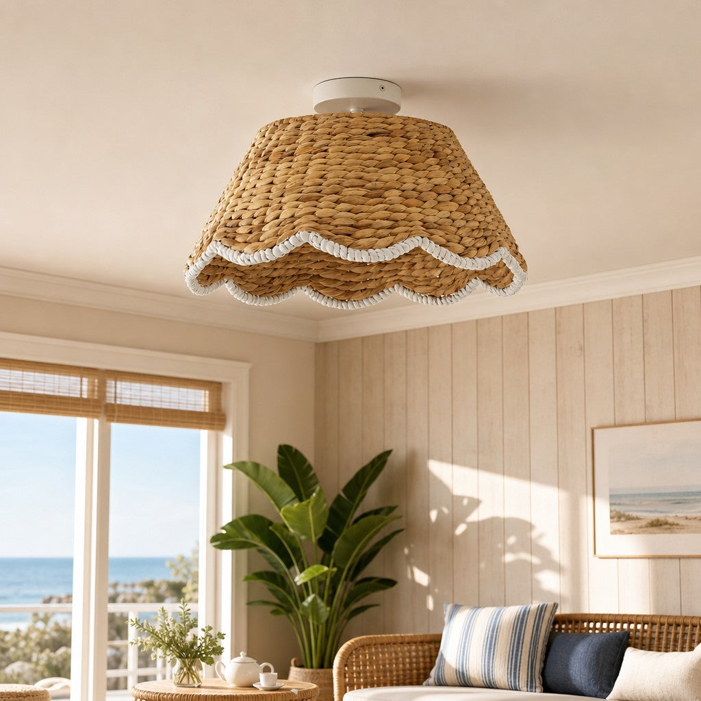 bohemian-style-scallop-rattan-flush-mount-ceiling-light
