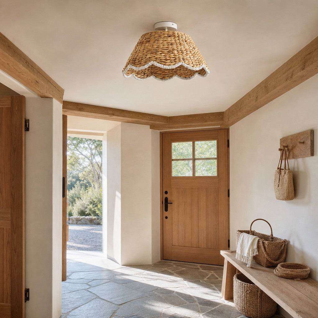 bohemian-style-scallop-rattan-flush-mount-ceiling-light
