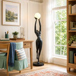hermes-modern-minimalist-resin-lady-sculpture-sphere-glass-shade-floor-light