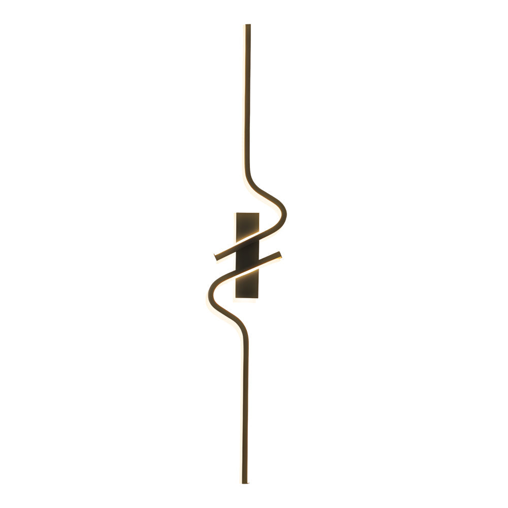 Minimalist Long Wave Aluminum Black Decorative Led Wall Lamp