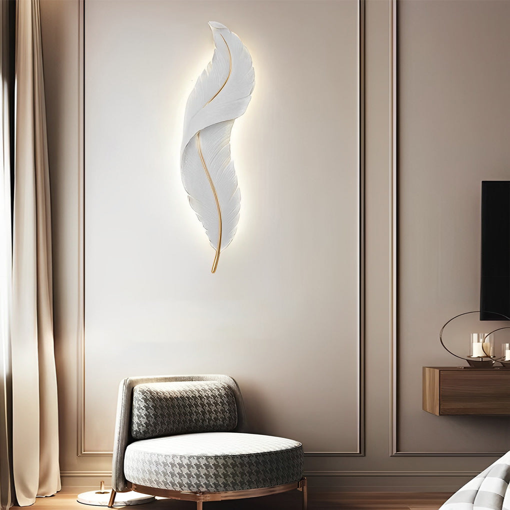 Creative Feather Wall Light Led White Luxury Modern Wall Sconce Lamp Lighting