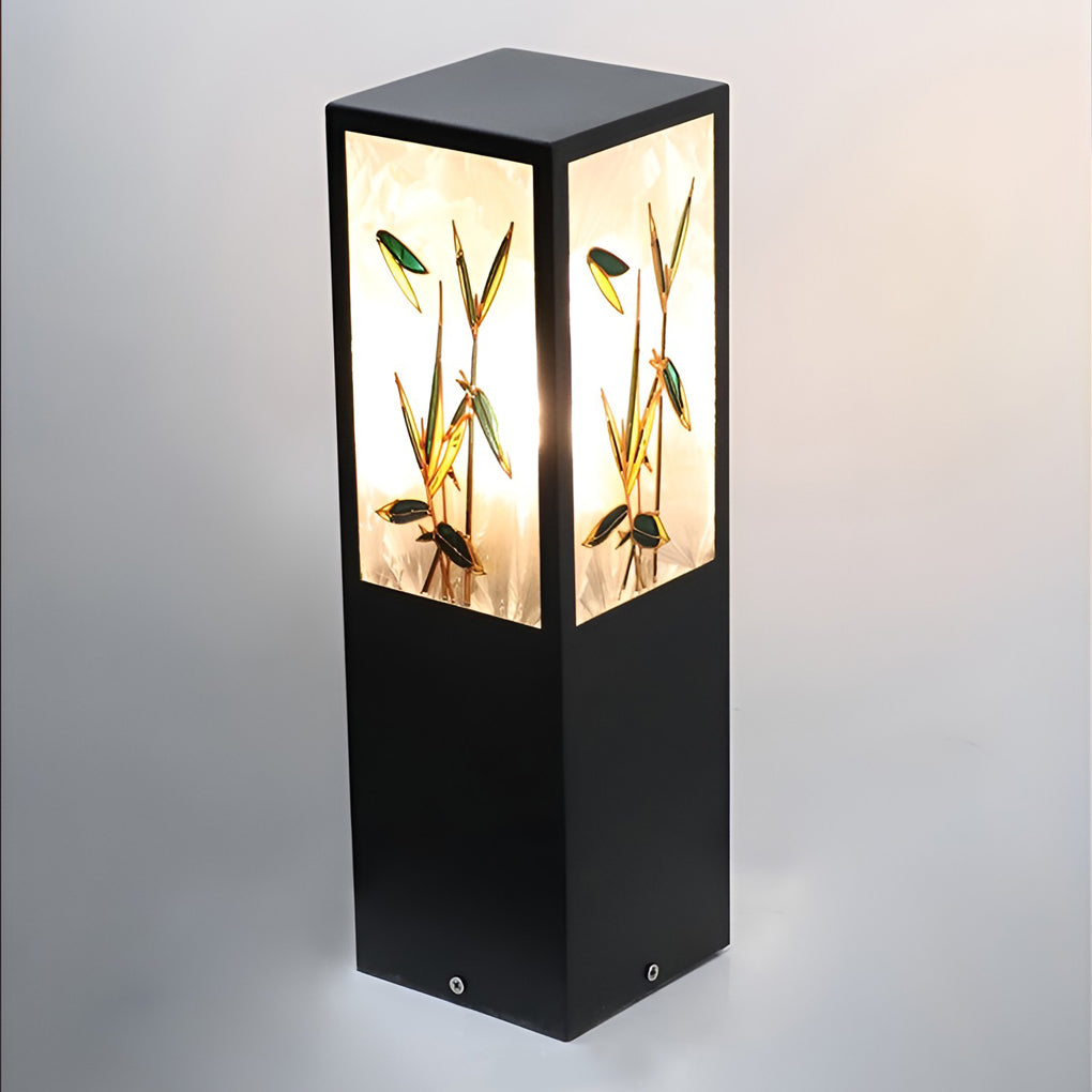 Square Landscape Pattern Led Vintage Solar Outdoor Path Lights Post Lights