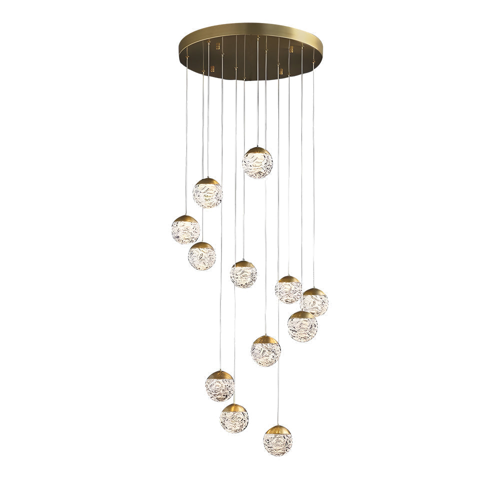 Spiral Pineapple Multi Glass Ball Staircase Chandelier Led Globes Hanging Ceiling Lights Suspension Lamp Drop Lights For Stairs