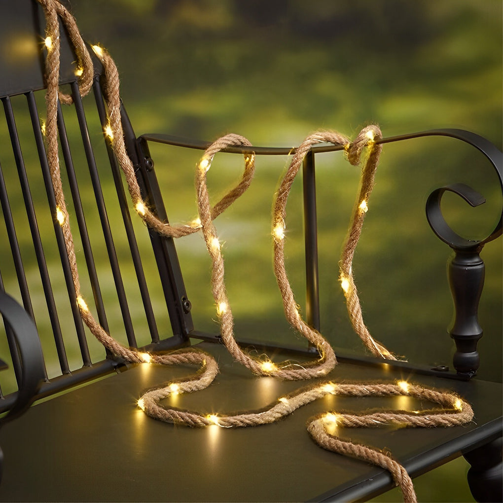 Hemp Rope Solar Led String Lights Ha098790