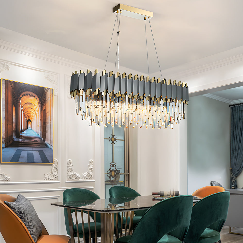 6 8 Light Crystal Layered Chandelier Dimmable Dining Room Pendant Lighting