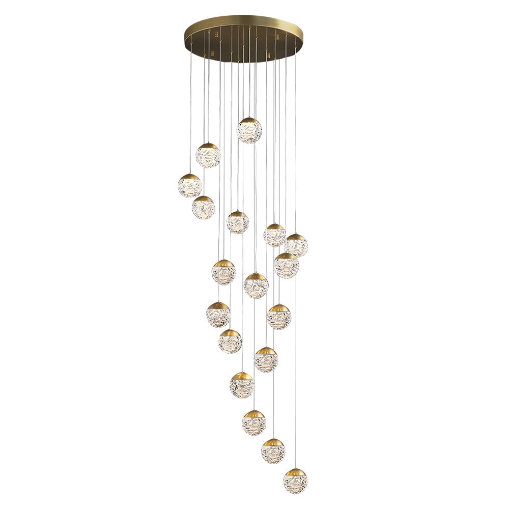 Spiral Pineapple Multi Glass Ball Staircase Chandelier Led Globes Hanging Ceiling Lights Suspension Lamp Drop Lights For Stairs