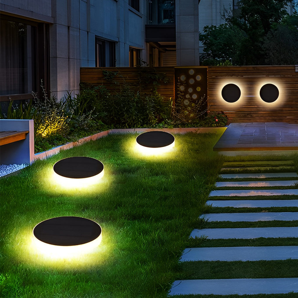 Waterproof Led Outdoor Ground Lawn Deck Recessed Solar Disk Lights Landscape Lighting