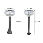 Modern Solar Lawn Light Metal Cylinder Oval Shade Led Outdoor Bollard Light
