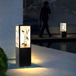 Square Landscape Pattern Led Vintage Solar Outdoor Path Lights Post Lights
