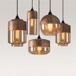 nordic-woody-metal-pendant-led-light-with-tea-colored-glass-shade