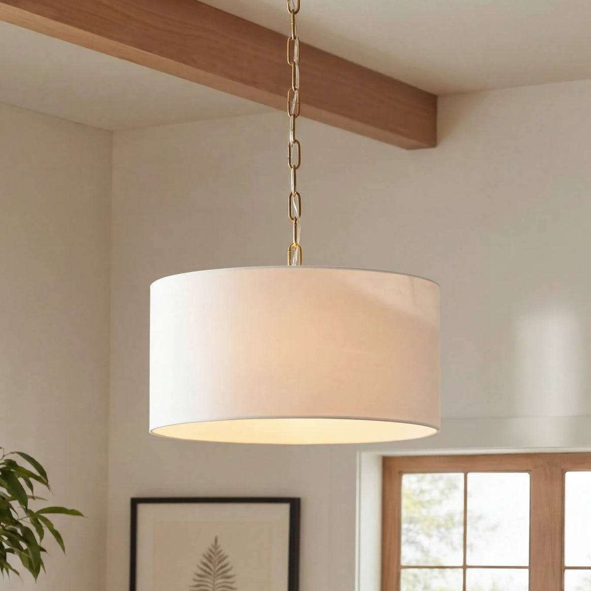 modern-farmhouse-linen-drum-pendant-light