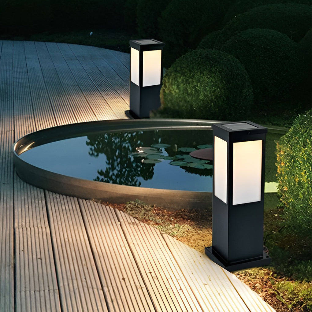 Industrial Style Square Led Solar Landscape Lighting Waterproof Outdoor Pathway Lights With Remote Control