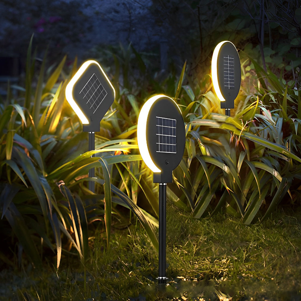 Circular Geometric Shape Solar Lawn Light Ha077950