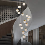 Spiral Pineapple Multi Glass Ball Staircase Chandelier Led Globes Hanging Ceiling Lights Suspension Lamp Drop Lights For Stairs