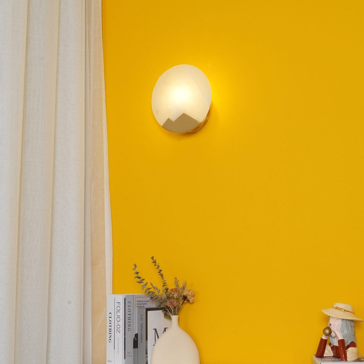 Polished Brass Wall Sconce with Alab