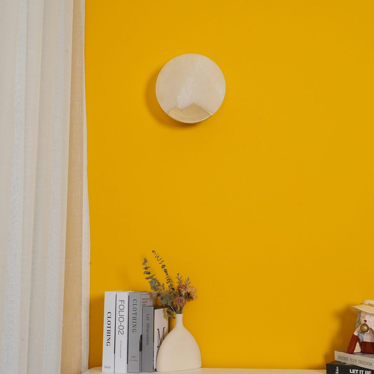 Polished Brass Wall Sconce with Alab