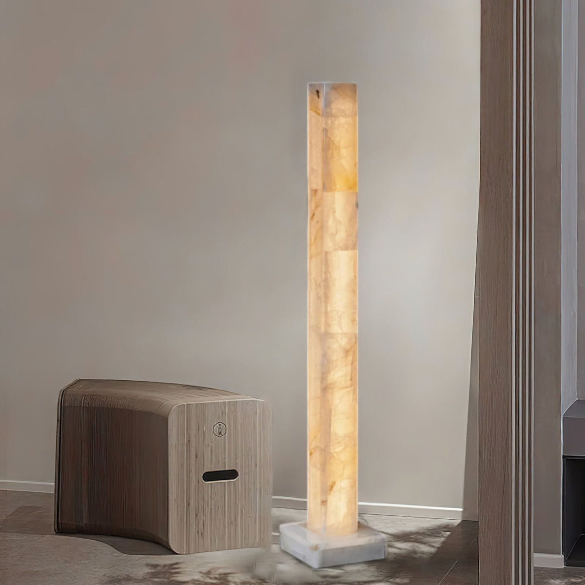 Square Alabaster Pillar Floor Lamp