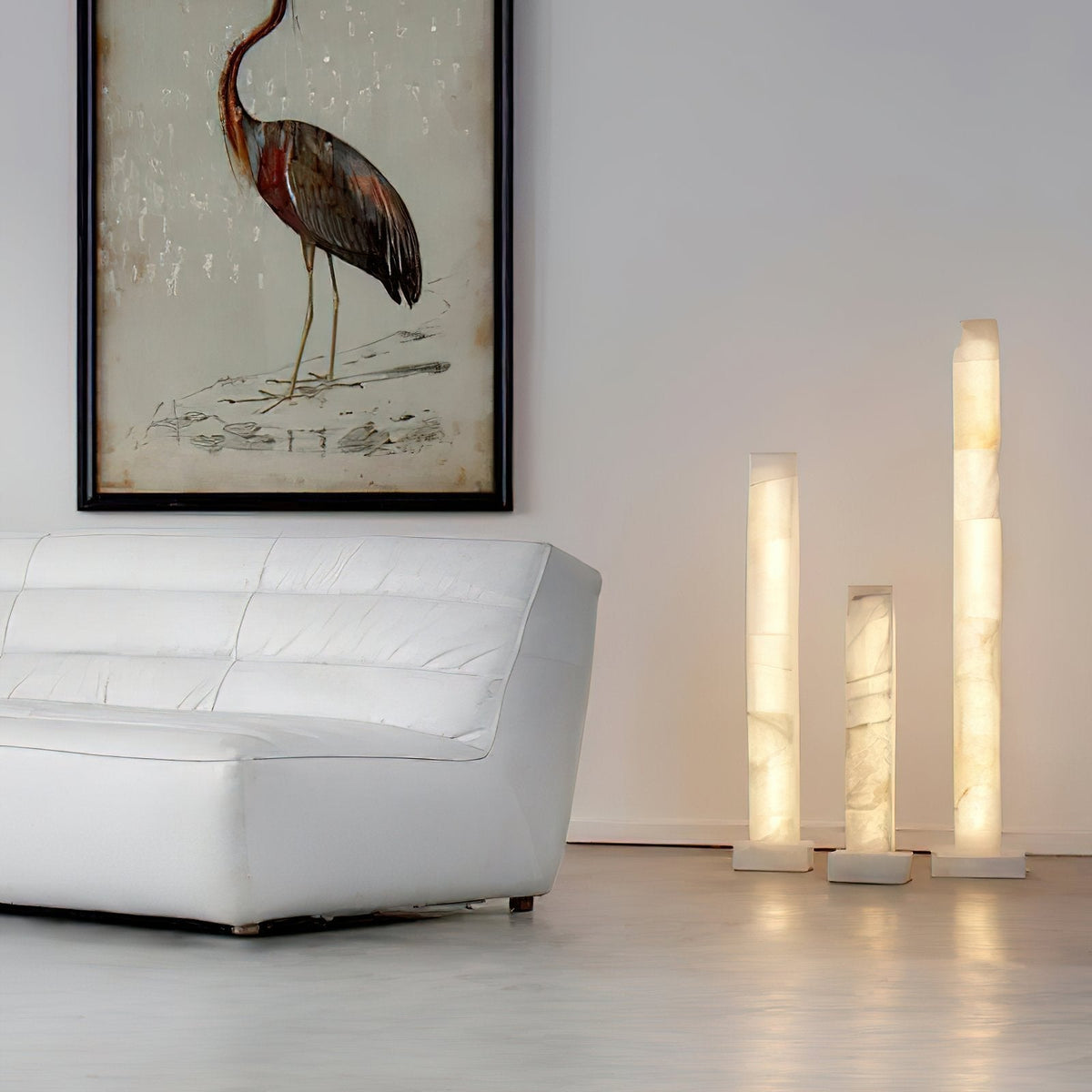 Square Alabaster Pillar Floor Lamp