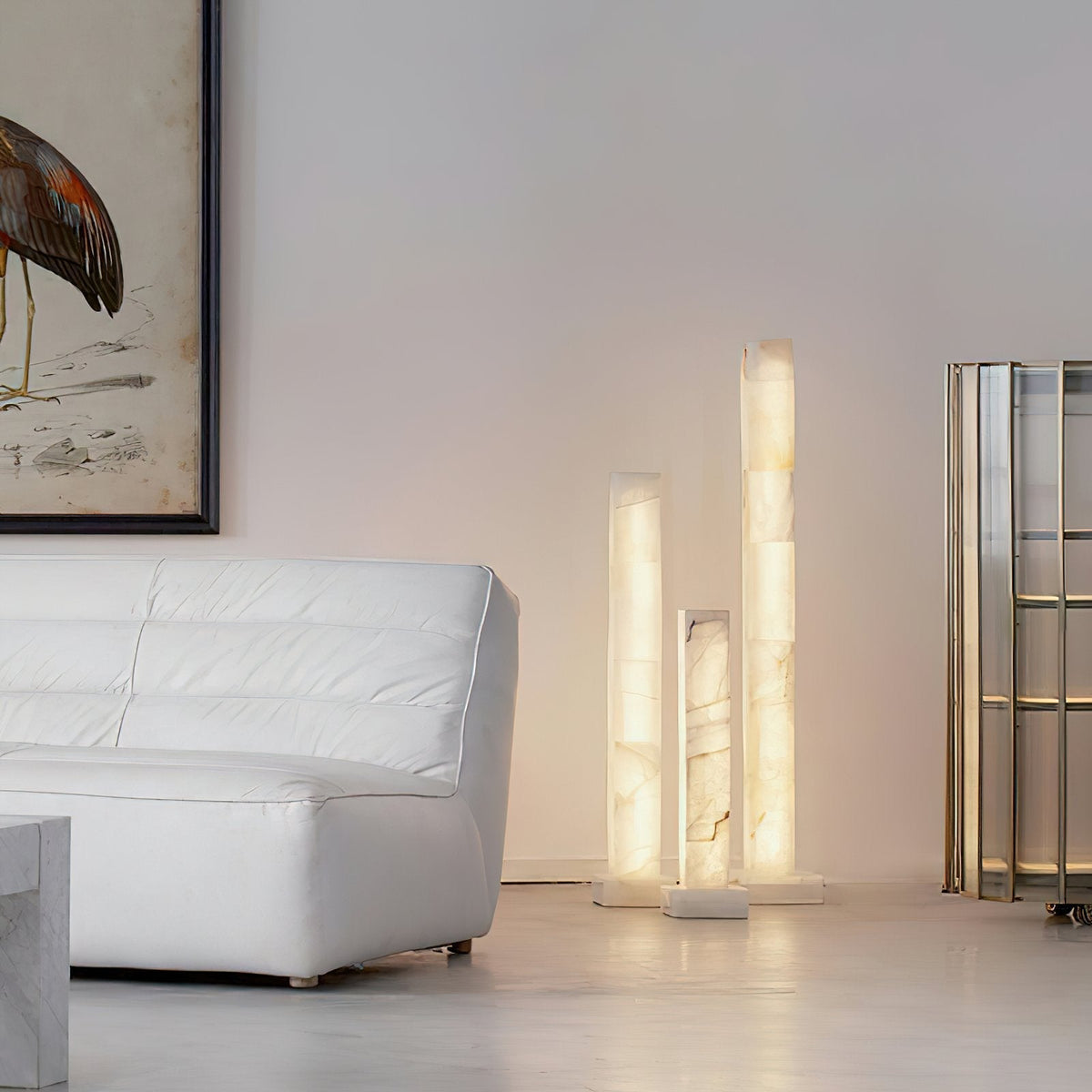Square Alabaster Pillar Floor Lamp