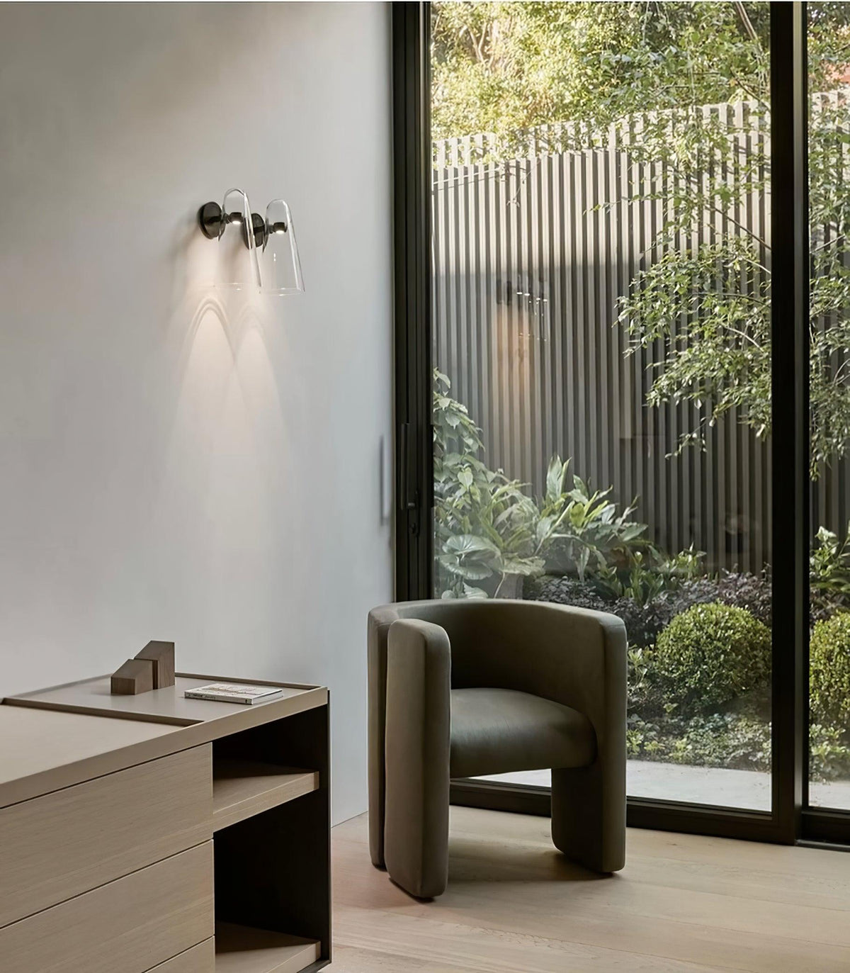 Conical Glass Plug In Wall Lamp