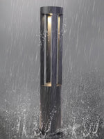 Black Cylindrical Garden Outdoor Light With Solar Panel