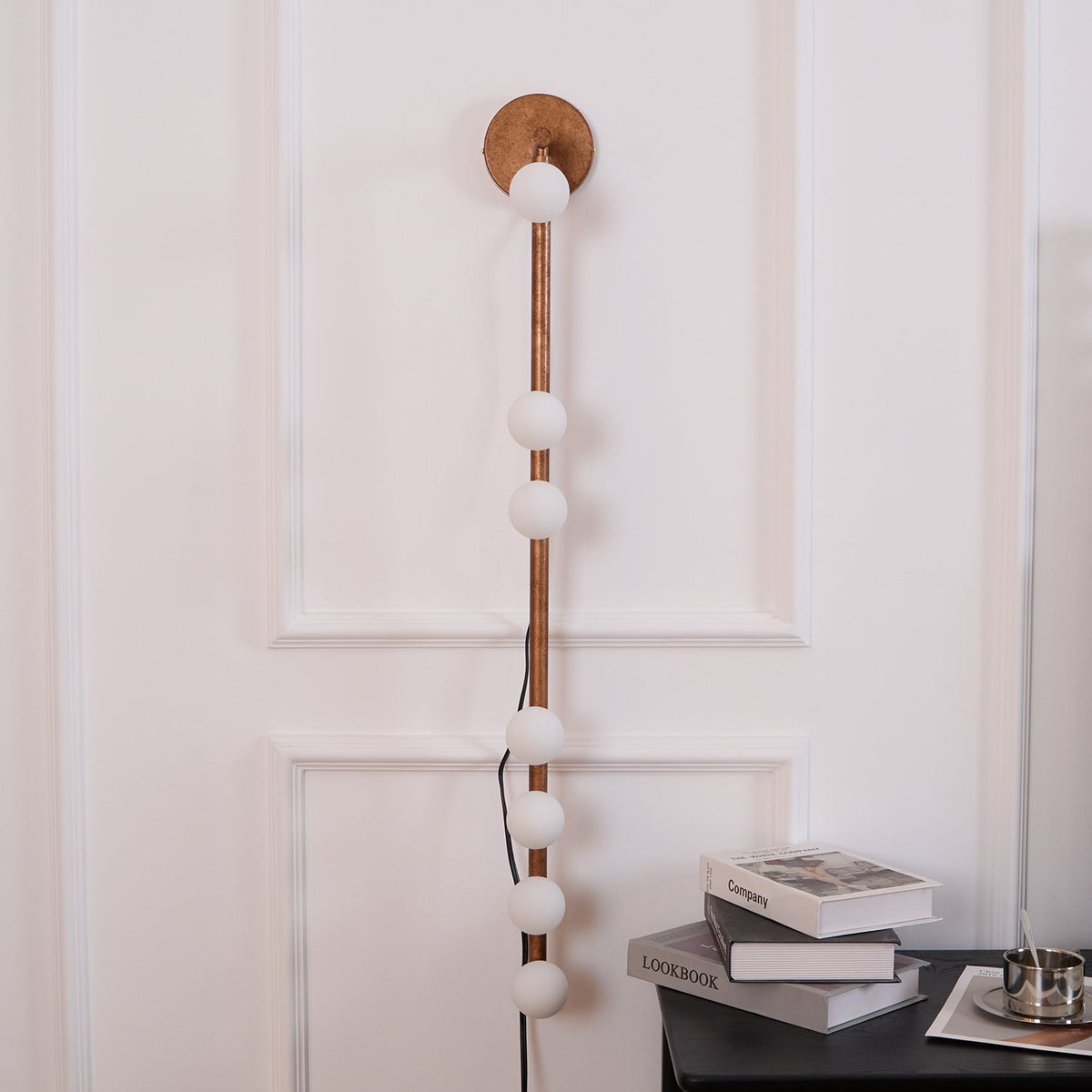 Brass Glass Tube Plug In Wall Lamp