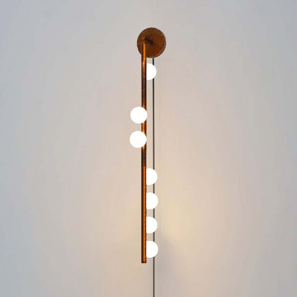 Brass Glass Tube Plug In Wall Lamp