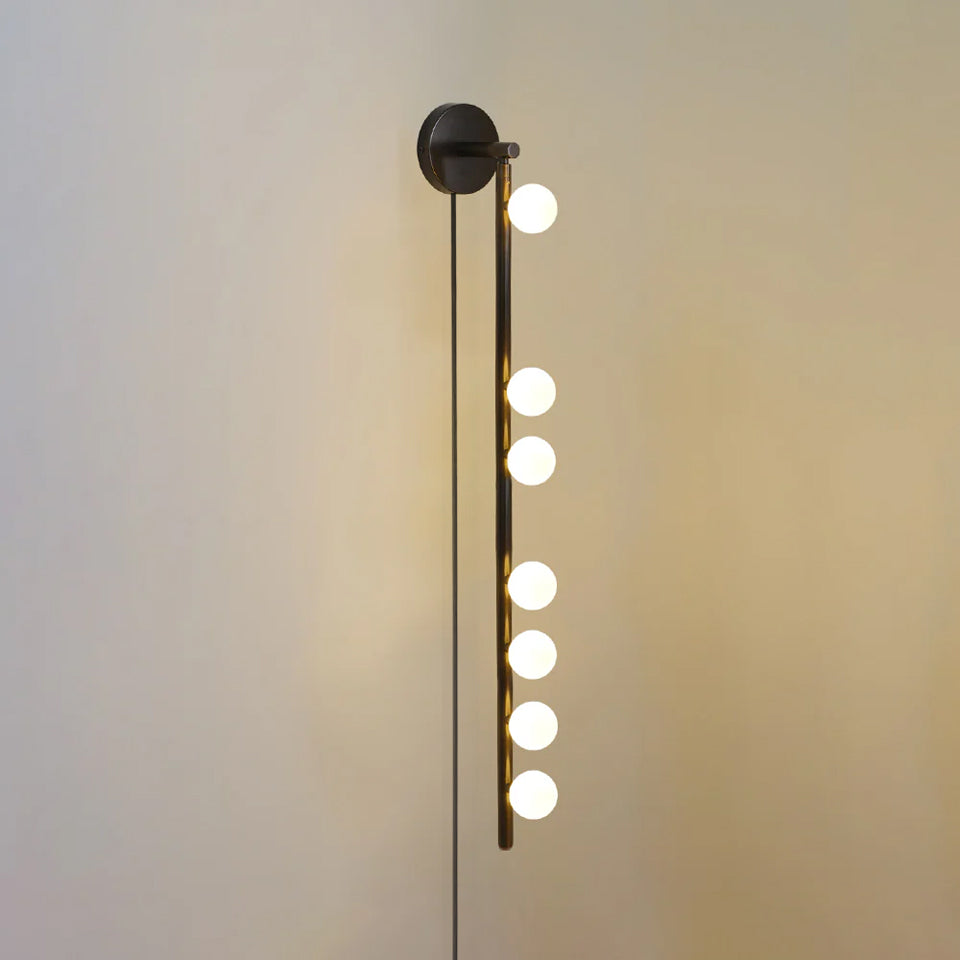 Brass Glass Tube Plug In Wall Lamp