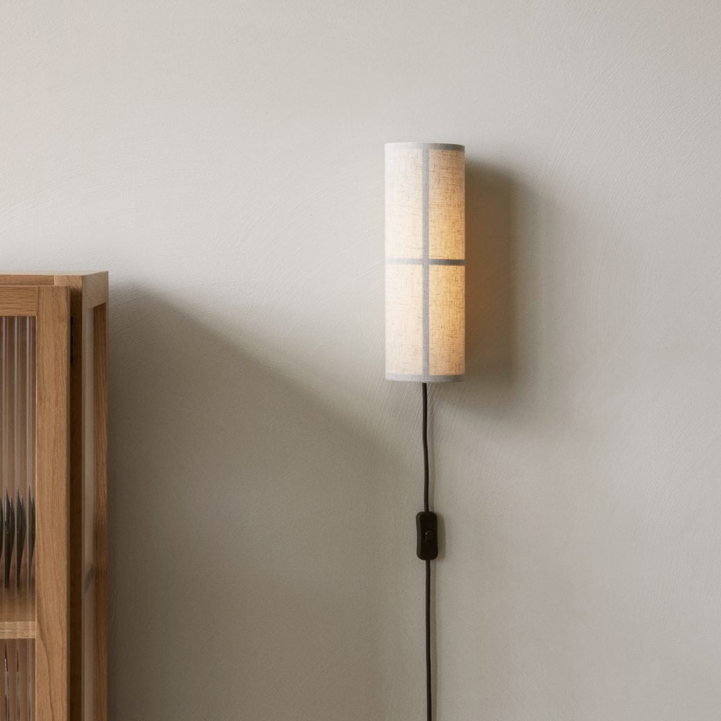 Cylinder Fabric Plug In Wall Lamp