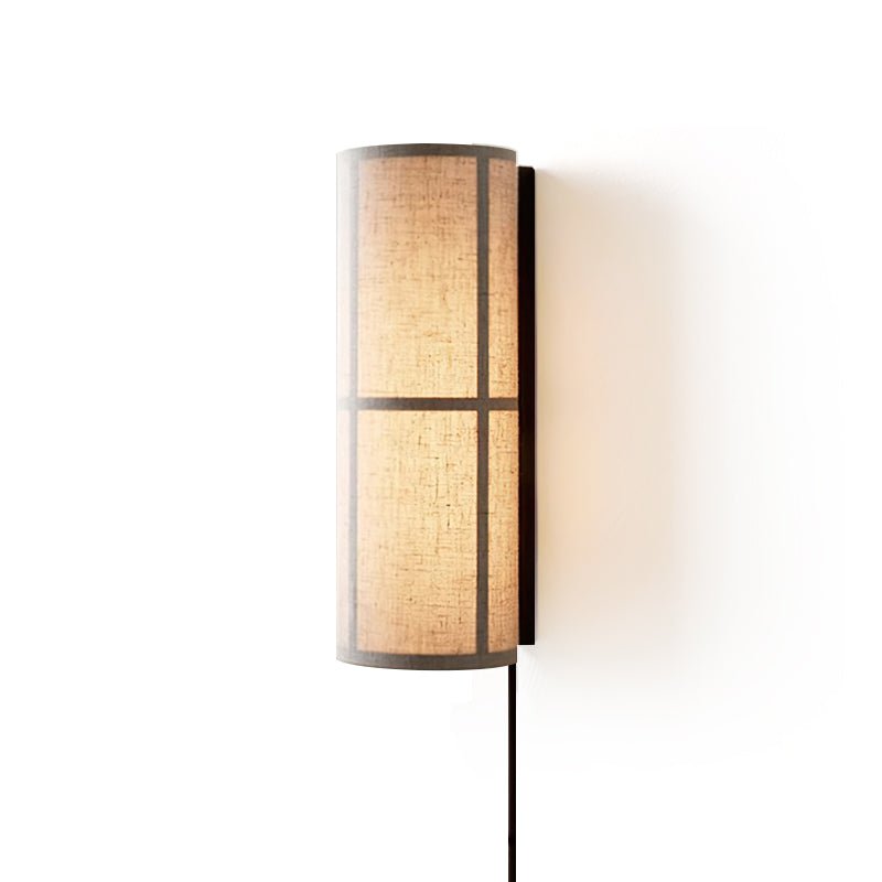Cylinder Fabric Plug In Wall Lamp