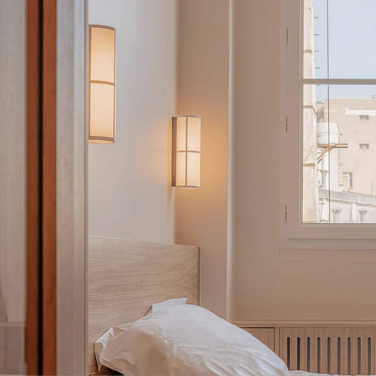 Cylinder Fabric Plug In Wall Lamp