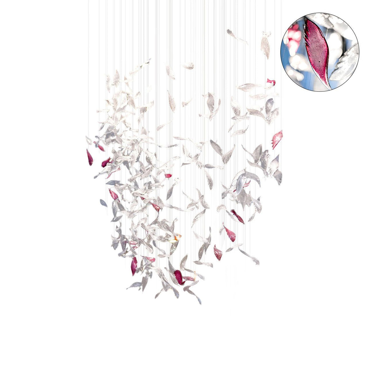 Crystal Glass Feather Crown Hanging Chandelier