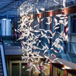 Crystal Glass Feather Crown Hanging Chandelier