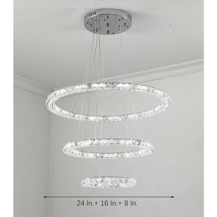 3 4 Light Led Tiered Chandelier Led Crystal Ring Hanging Pendant Light