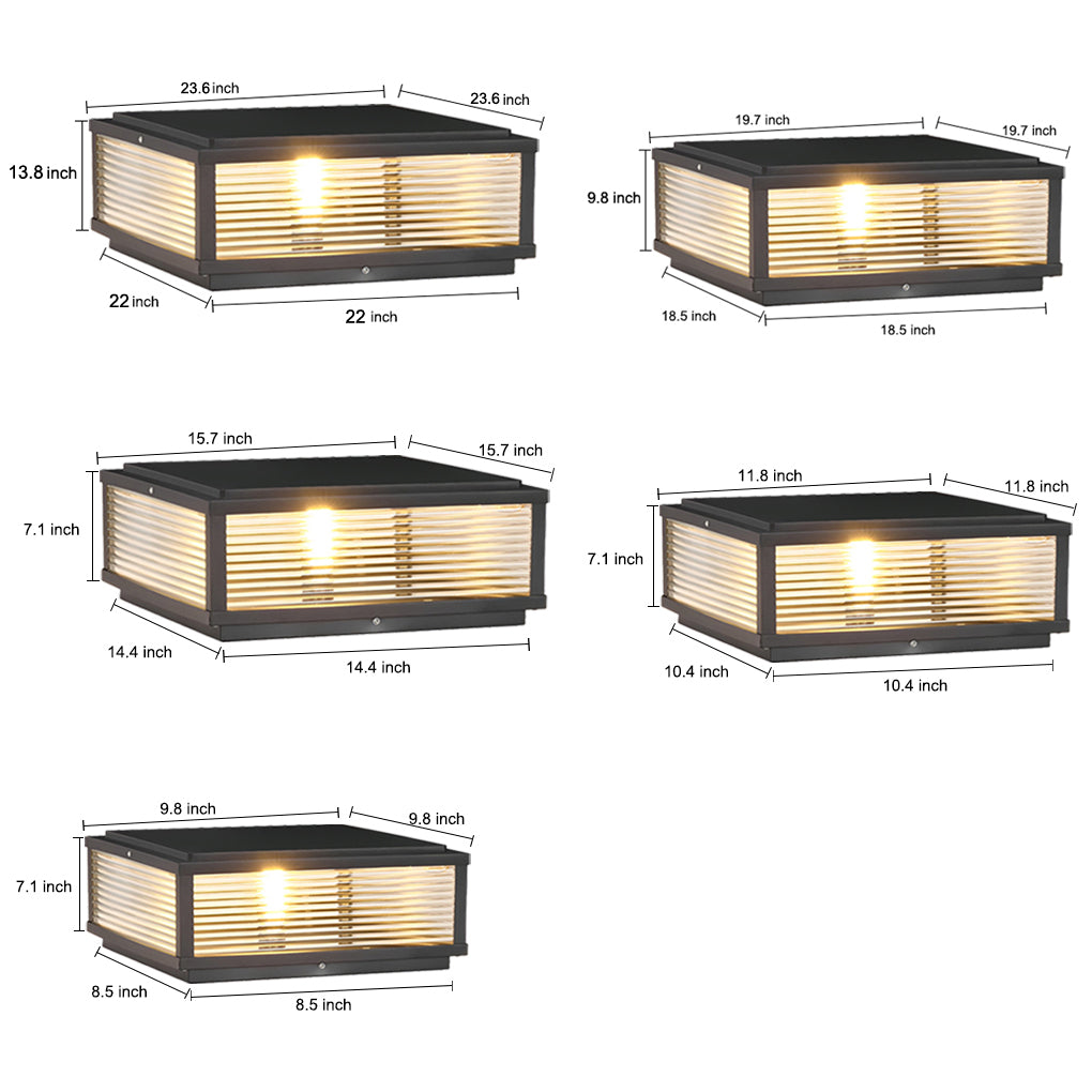 Square Ribbed Glass Outdoor Pier Mount Post Light
