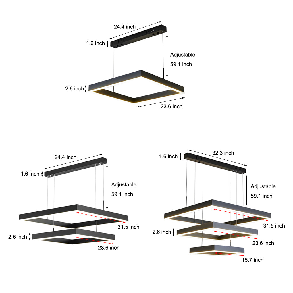 3 Layers Square Pendant Light Li002131