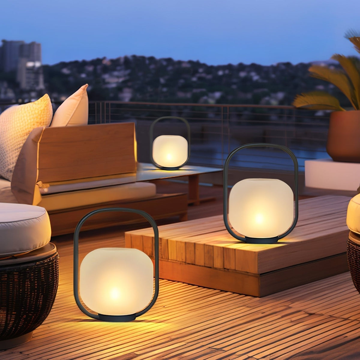 Portable Lantern Outdoor Table Lamp With Solar Panel
