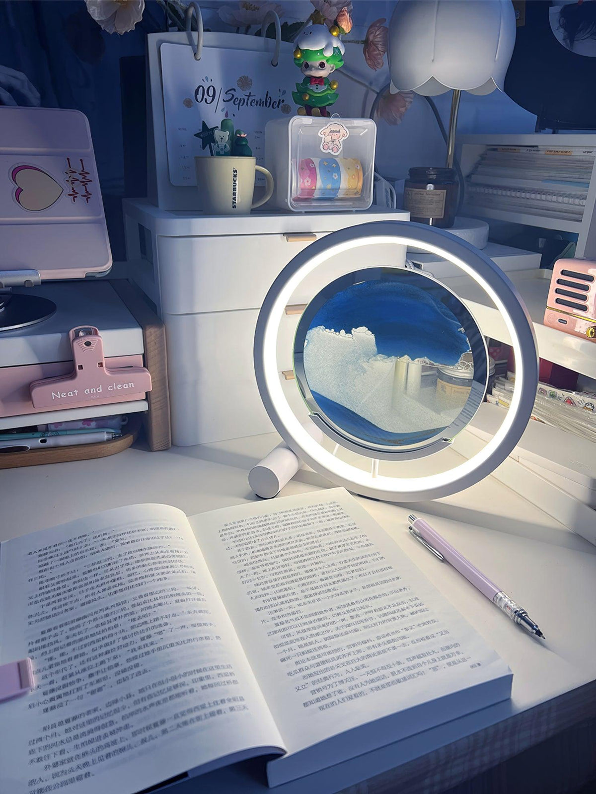 Relaxing Sand Built In Battery Table Lamp