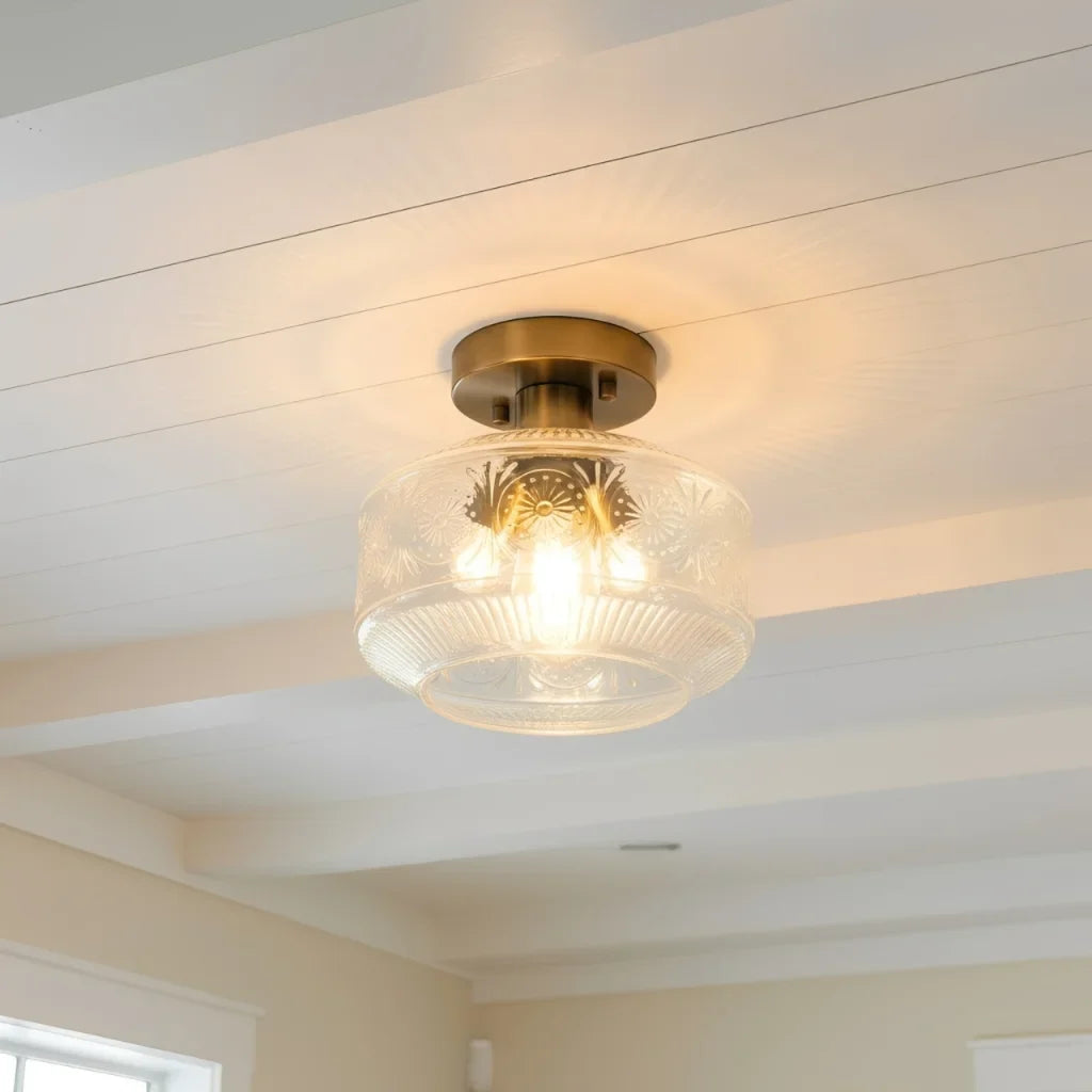 retro-pattern-glass-semi-flush-ceiling-light