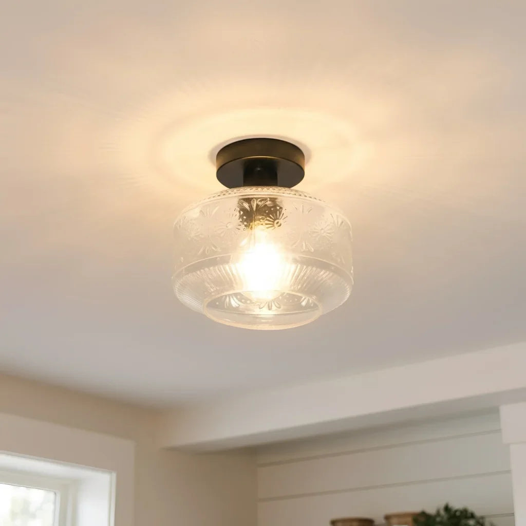 retro-pattern-glass-semi-flush-ceiling-light