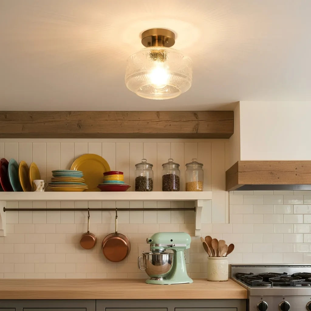 retro-pattern-glass-semi-flush-ceiling-light