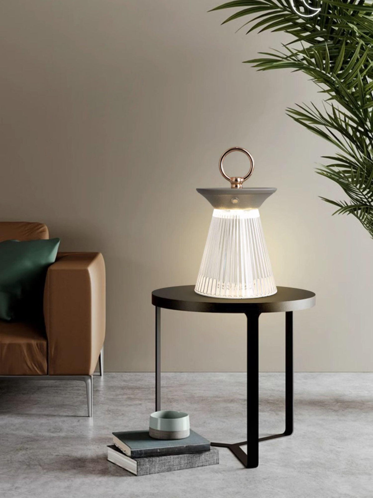 Ribbed Acrylic Built In Battery Table Lamp