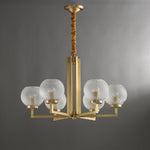 Ribbed Glass Brass Chandelier