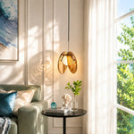 roen-modern-double-scallop-shell-amber-glass-pendant-light